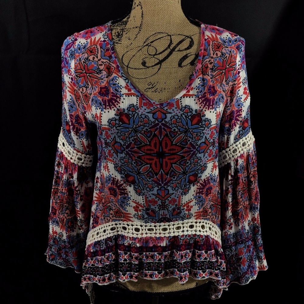 Patrons of Peace Pink/Multicolor Tunic Size Small